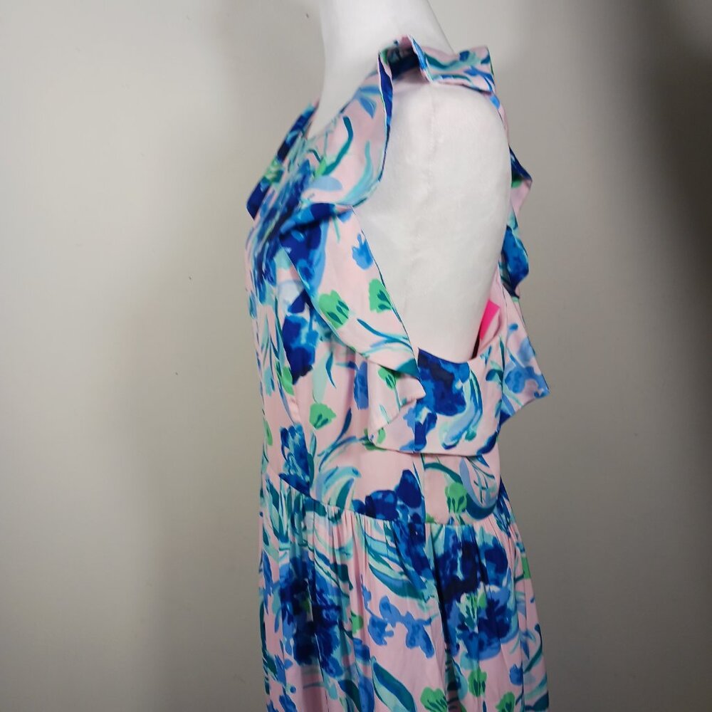 Lilly Pulitzer Rory Dress, Pink Tropics Sweet Pea, Size 14, Racer Back, Flounce - Picture 6 of 16